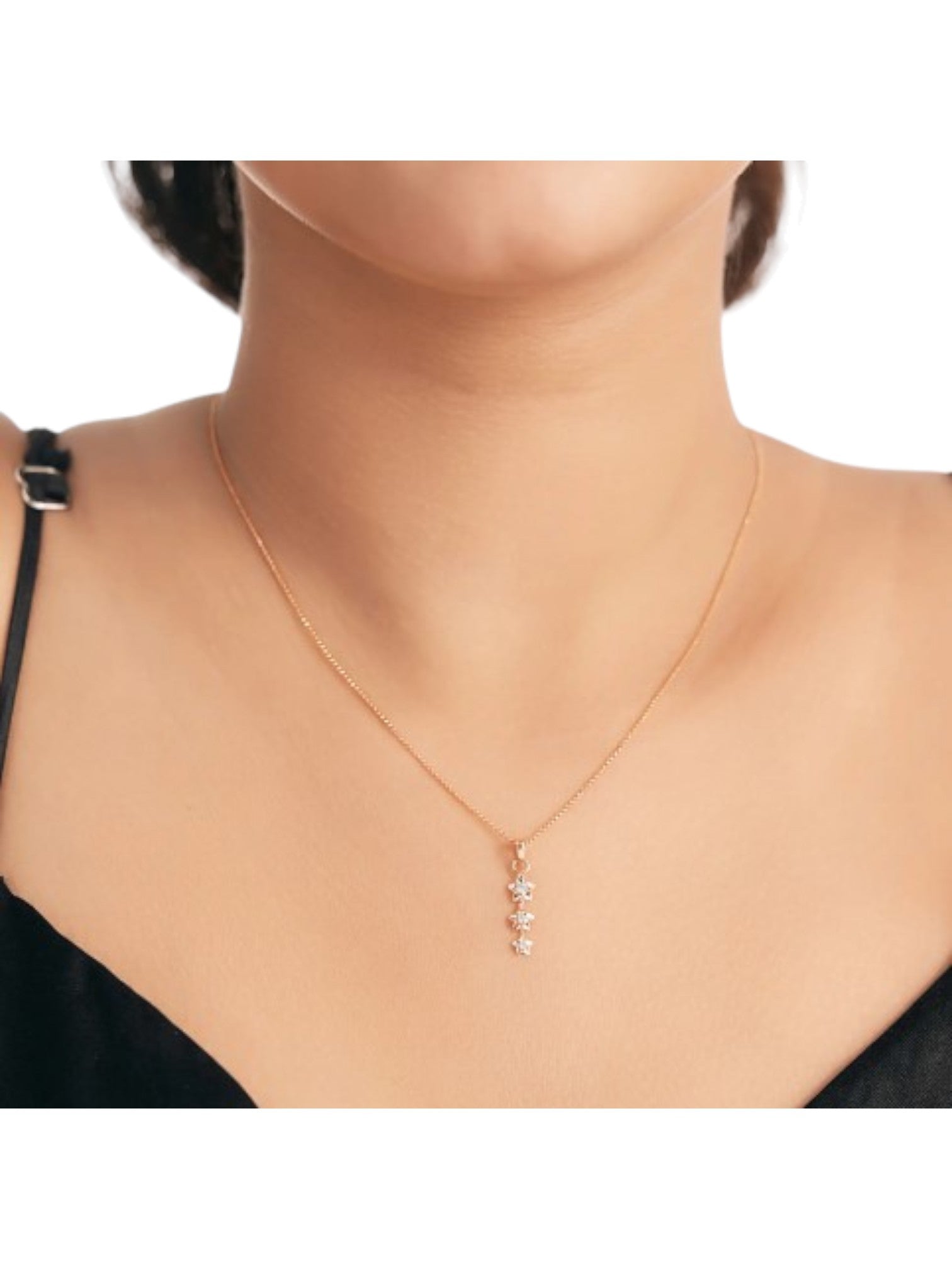 Trendy Flower Shape 925 Sterling Silver CZ Stone Rose Gold Plated Pendant With Chain For Women By Kesardeep